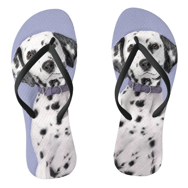 Dalmatian Painting - Cute Original Dog Art Flip Flops (Footbed)