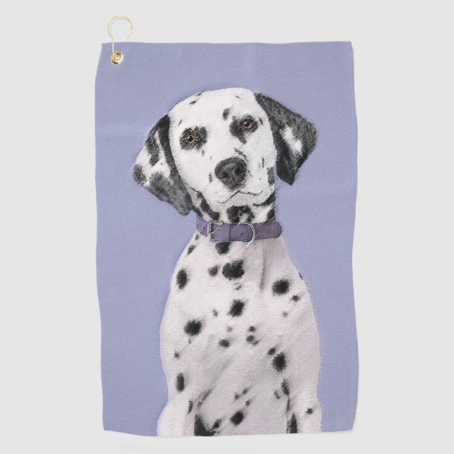 Dalmatian Painting - Cute Original Dog Art Golf Towel (Front)