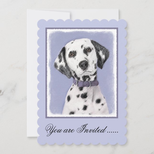 Dalmatian Painting - Cute Original Dog Art Invitation (Front)