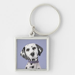 Dalmatian Painting - Cute Original Dog Art Key Ring