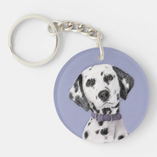 Dalmatian Painting - Cute Original Dog Art Key Ring