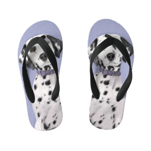 Dalmatian Painting - Cute Original Dog Art Kid's Flip Flops