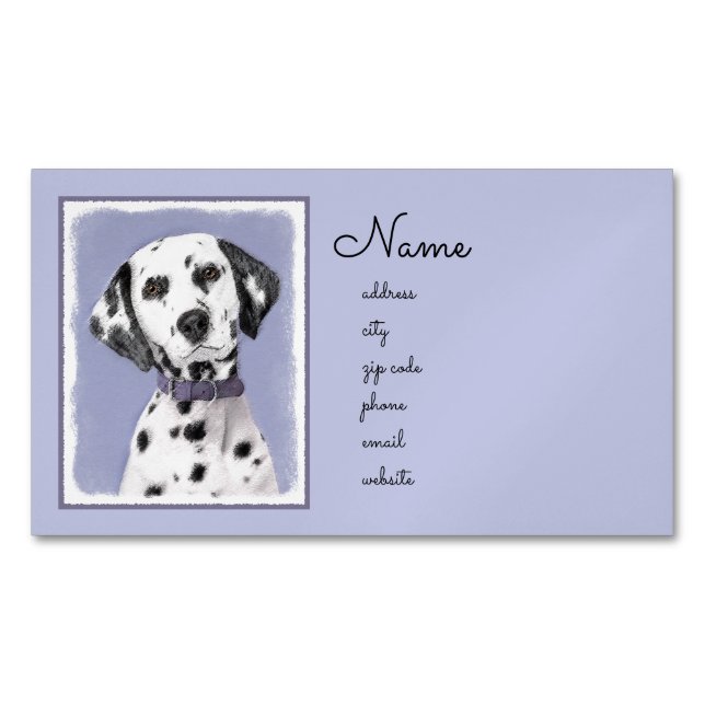 Dalmatian Painting - Cute Original Dog Art Magnetic Business Card (Front)