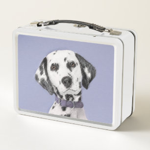 Dalmatian Painting - Cute Original Dog Art Metal Lunch Box