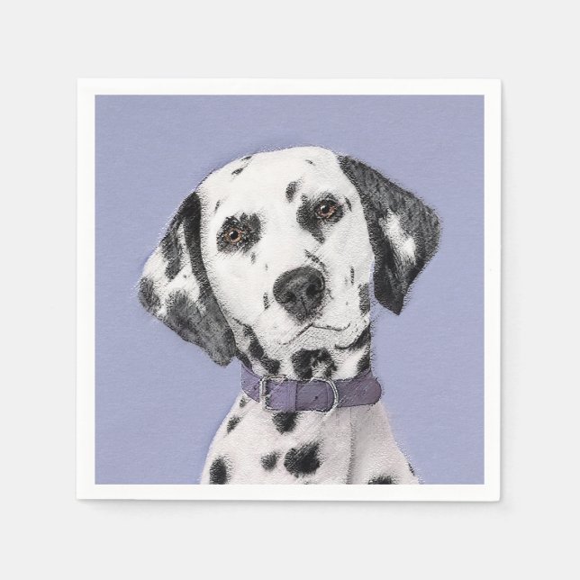 Dalmatian Painting - Cute Original Dog Art Napkin (Front)