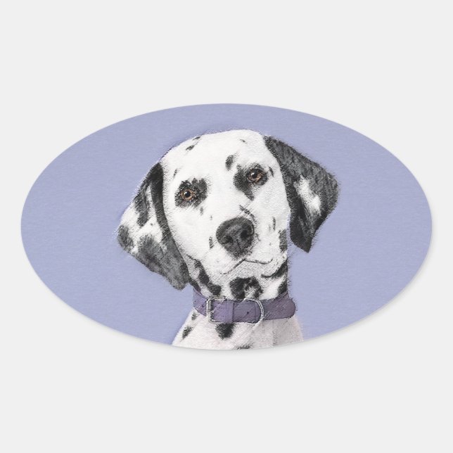 Dalmatian Painting - Cute Original Dog Art Oval Sticker (Front)