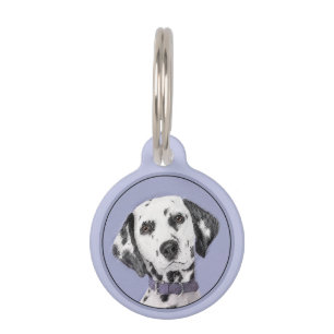 Dalmatian Painting - Cute Original Dog Art Pet Tag
