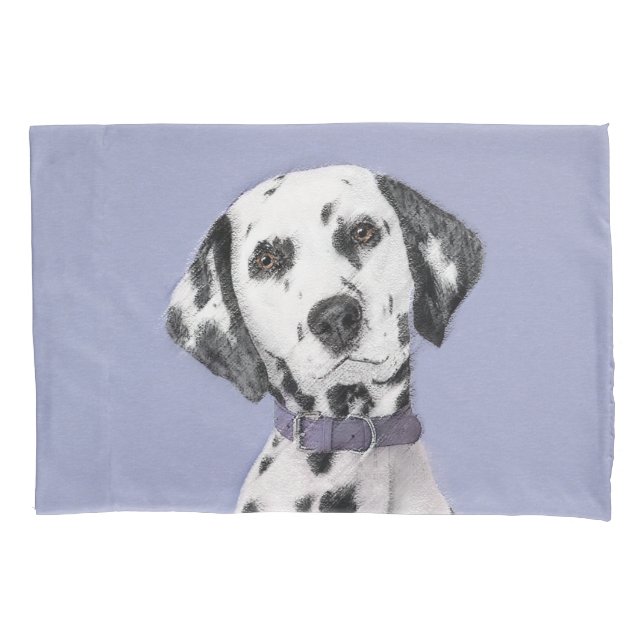 Dalmatian Painting - Cute Original Dog Art Pillowcase (Front)