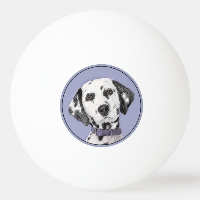 Dalmatian Painting - Cute Original Dog Art Ping Pong Ball (Front)