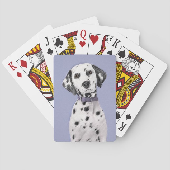 Dalmatian Painting - Cute Original Dog Art Playing Cards (Back)