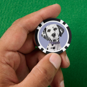 Dalmatian Painting - Cute Original Dog Art Poker Chips