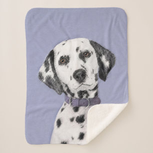 Dalmatian Painting - Cute Original Dog Art Sherpa Blanket