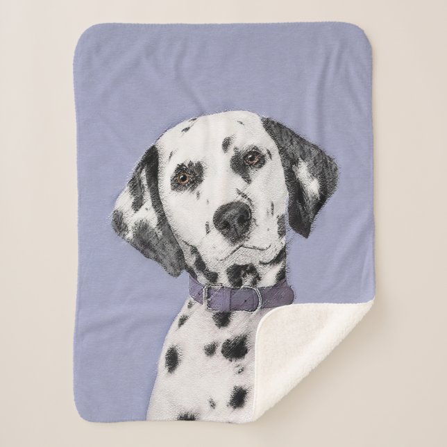 Dalmatian Painting - Cute Original Dog Art Sherpa Blanket (Front)