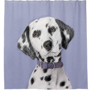 Dalmatian Painting - Cute Original Dog Art Shower Curtain