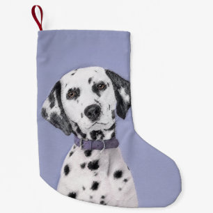 Dalmatian Painting - Cute Original Dog Art Small Christmas Stocking