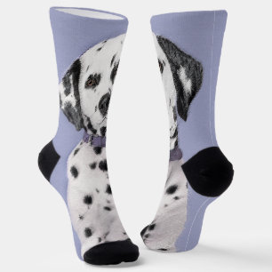 Dalmatian Painting - Cute Original Dog Art Socks