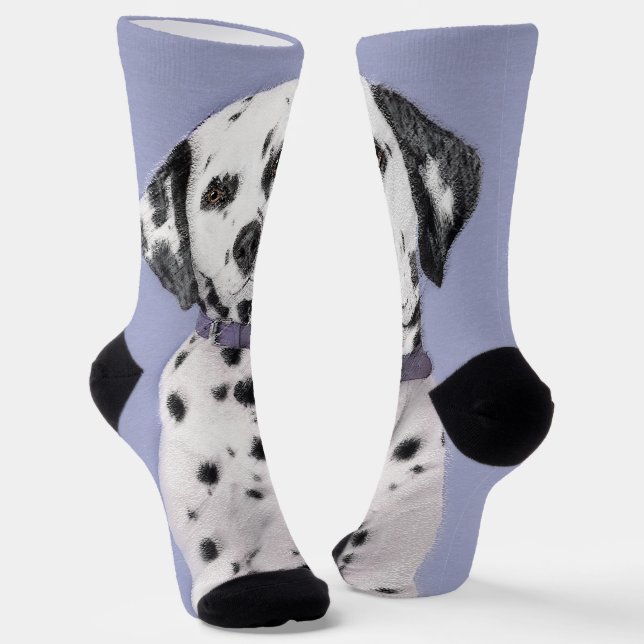Dalmatian Painting - Cute Original Dog Art Socks (Angled)