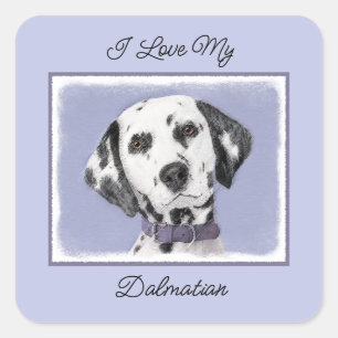 Dalmatian Painting - Cute Original Dog Art Square Sticker