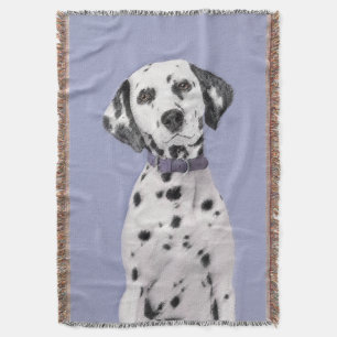 Dalmatian Painting - Cute Original Dog Art Throw Blanket