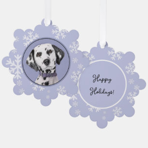 Dalmatian Painting - Cute Original Dog Art Tree Decoration Card