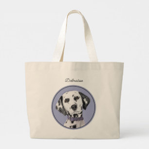 Dalmatian Painting Spotted Cute Original Dog Art Large Tote Bag