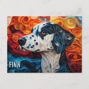 Dalmatian Paper Quilling Art Dog Portrait Postcard