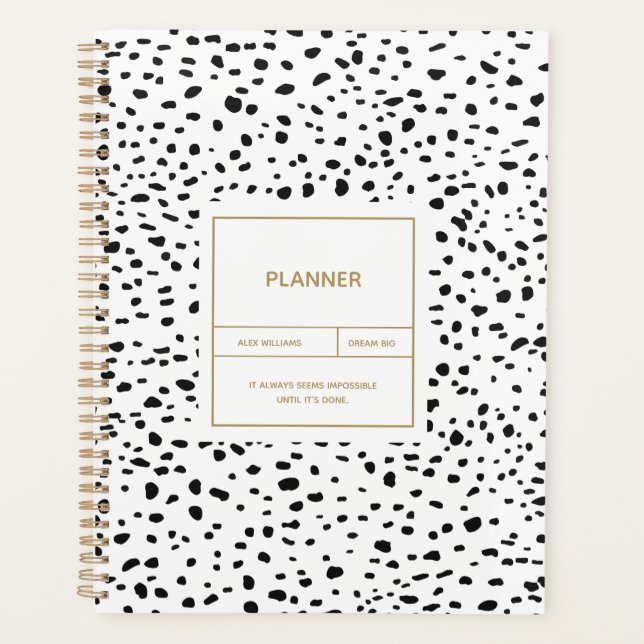 Dalmatian Pattern Black and White Planner (Front)