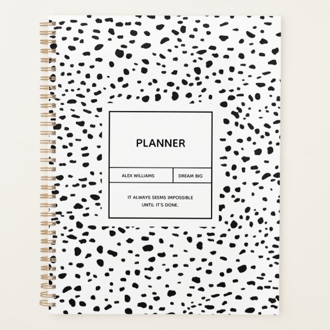 Dalmatian Pattern Black and White Planner (Front)