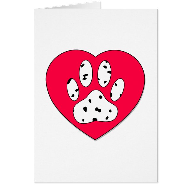 Dalmatian Paw Print In Red Heart (Front)