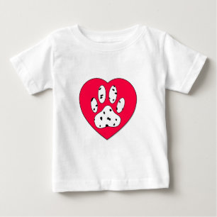 Dalmatian Paw Print In Red Heart Baby T-Shirt