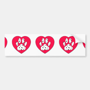 Dalmatian Paw Print In Red Heart Bumper Sticker