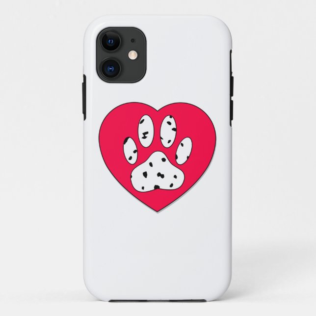 Dalmatian Paw Print In Red Heart Case-Mate iPhone Case (Back)