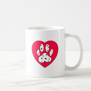 Dalmatian Paw Print In Red Heart Coffee Mug