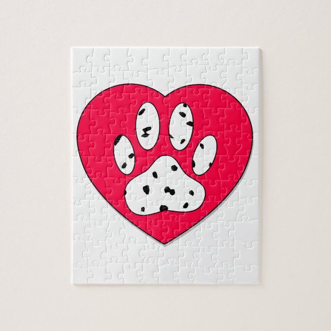 Dalmatian Paw Print In Red Heart Jigsaw Puzzle (Vertical)