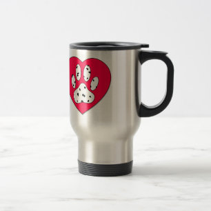 Dalmatian Paw Print In Red Heart Travel Mug
