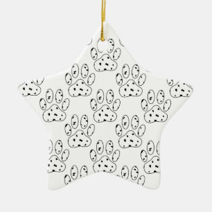 Dalmatian Paw Print Pattern Ceramic Tree Decoration
