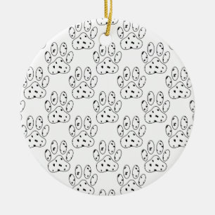 Dalmatian Paw Print Pattern Ceramic Tree Decoration
