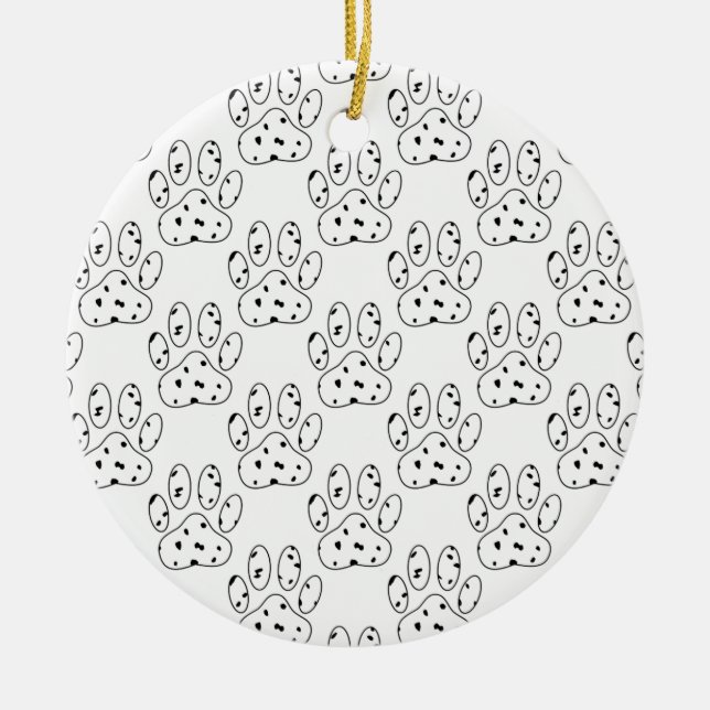 Dalmatian Paw Print Pattern Ceramic Tree Decoration (Front)