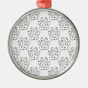 Dalmatian Paw Print Pattern Metal Tree Decoration