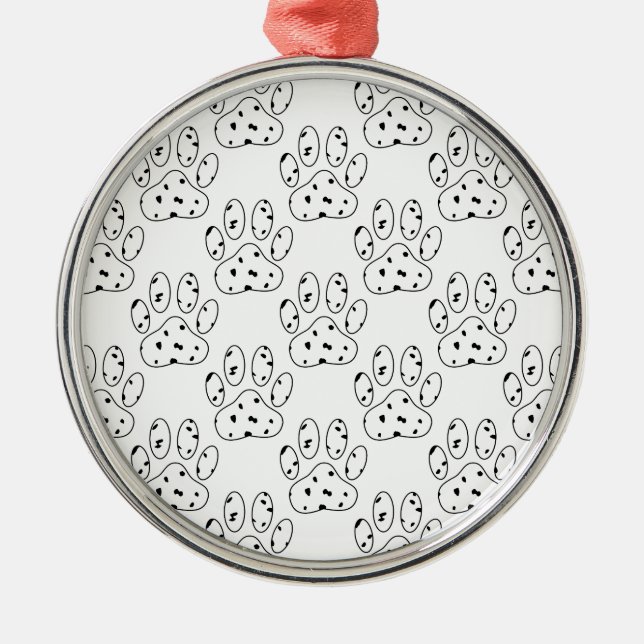 Dalmatian Paw Print Pattern Metal Tree Decoration (Front)