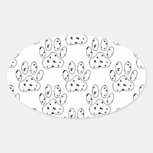 Dalmatian Paw Print Pattern Oval Sticker