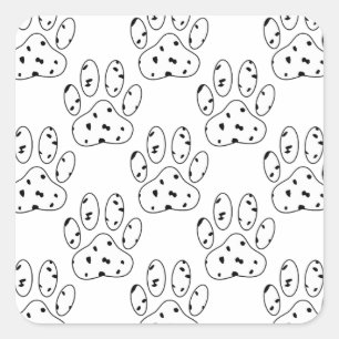 Dalmatian Paw Print Pattern Square Sticker