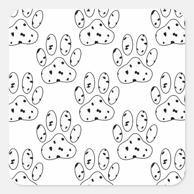 Dalmatian Paw Print Pattern Square Sticker (Front)