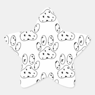 Dalmatian Paw Print Pattern Star Sticker