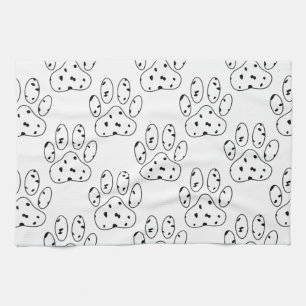 Dalmatian Paw Print Pattern Tea Towel