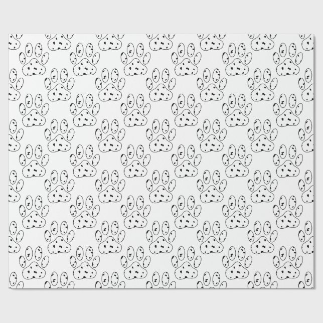 Dalmatian Paw Print Pattern Wrapping Paper (Flat)
