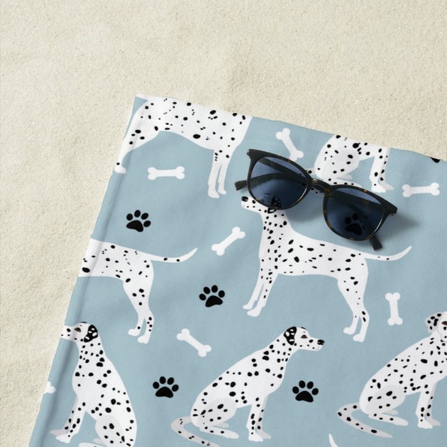 Dalmatian Paws and Bones Beach Towel (In Situ)