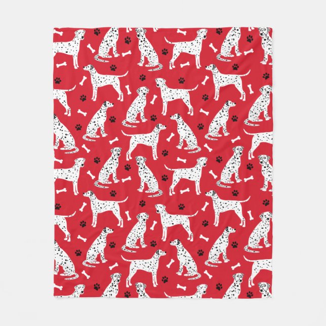 Dalmatian Paws and Bones Fleece Blanket (Front)