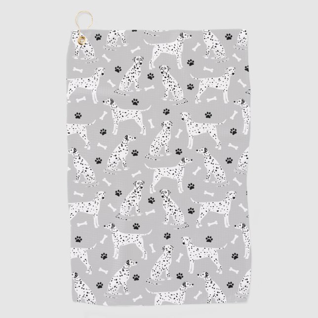 Dalmatian Paws and Bones Golf Towel (Front)