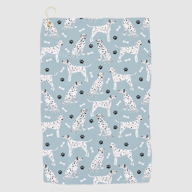 Dalmatian Paws and Bones Golf Towel (Front)